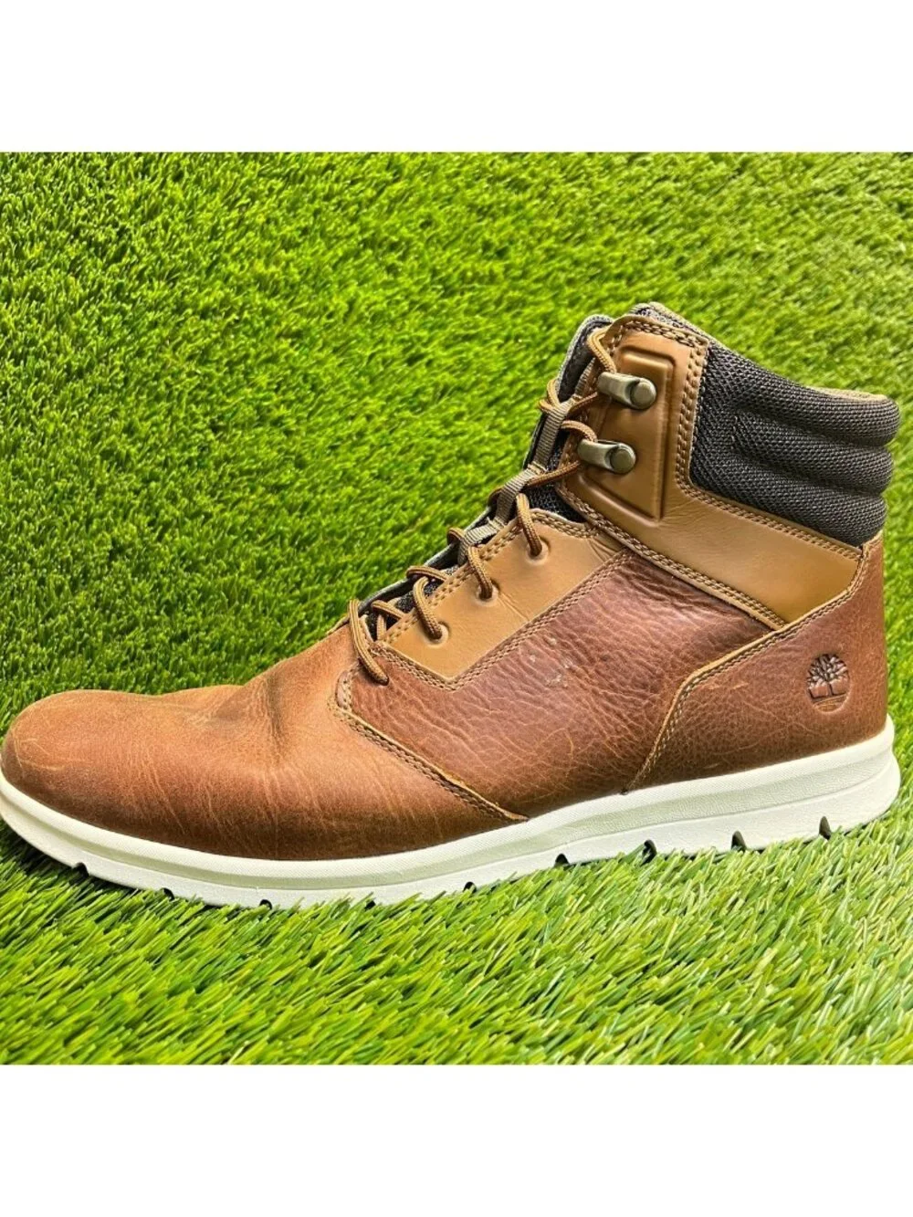 Timberland Graydon High Mens Size 13 Brown White Leather Casual Sneaker Boots